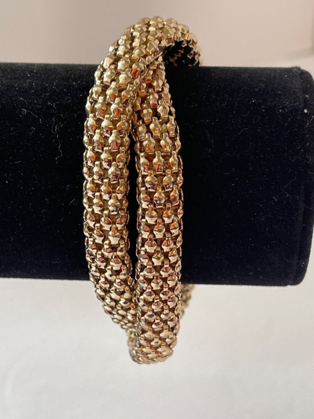 Express Twisted Mesh Stretch Intertwined Gold Bracelet Vintage Y2K